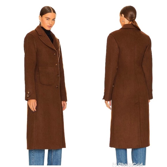 L’Academie x Marianna Long Coat Espresso Brown Size Large - Picture 2 of 12